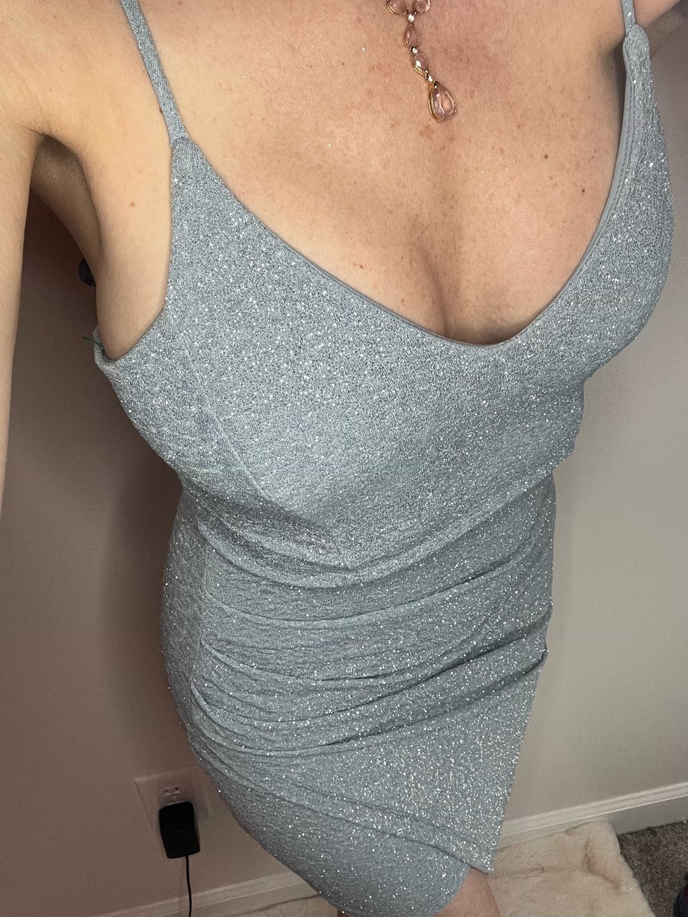 Windsor Sparkling Light Blue Strapless V-Neck Dress